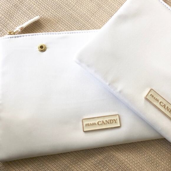PRADA Candy Kiss White Makeup Travel Clutch Bags New w/o Box Limited Edition - Picture 4 of 7